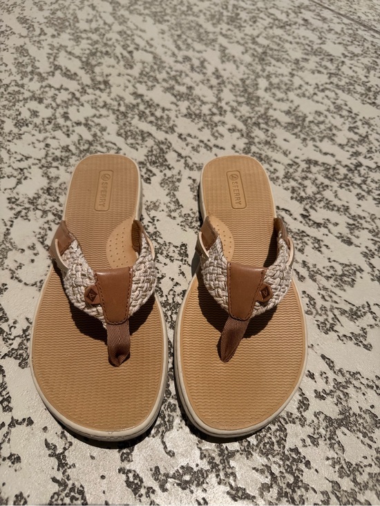 Sperry Shoes - Sperry Women’s Tan and Cream Braided Thong Sandals